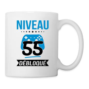 Anniversaire 55 ans - Niveau 55 débloqué - Gamer - Mug blanc - blanc - Droite