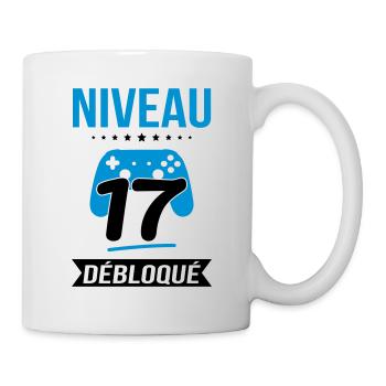 Anniversaire 17 ans - Niveau 17 débloqué - Gamer - Mug blanc - blanc - Droite