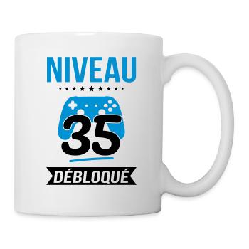 Anniversaire 35 ans - Niveau 35 débloqué - Gamer - Mug blanc - blanc - Droite