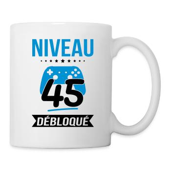 Anniversaire 45 ans - Niveau 45 débloqué - Gamer - Mug blanc - blanc - Droite