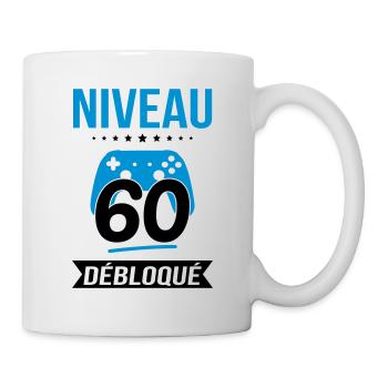Anniversaire 60 ans - Niveau 60 débloqué - Gamer - Mug blanc - blanc - Droite