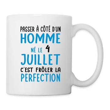 Anniversaire - Né le 4 Juillet Frôler perfection - Mug blanc - blanc - Droite
