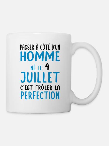 Anniversaire - Né le 4 Juillet Frôler perfection - Mug blanc - blanc