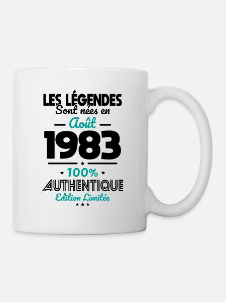 Anniversaire 40 ans - Légendes nées Août 1983 - Mug blanc - blanc