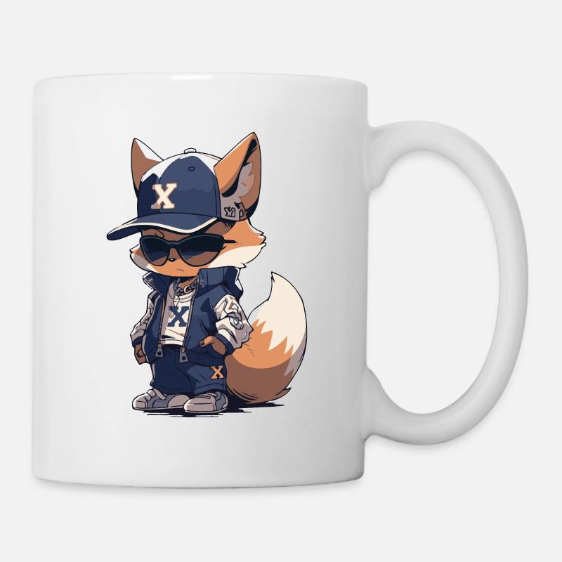 Fox cool & sporty with sunglasses & cap animal - Mug - white