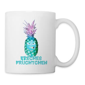 Freches Früchtchen, Ananas,Obst - Tasse - Weiß - Rechts