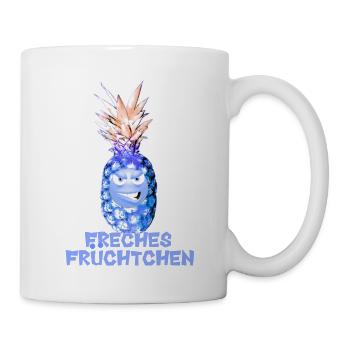 Freches Früchtchen, Ananas,Obst - Tasse - Weiß - Rechts