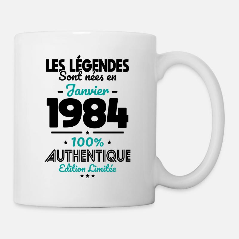 Anniversaire 40 ans - Légendes nées Janvier 1984 - Mug blanc - blanc