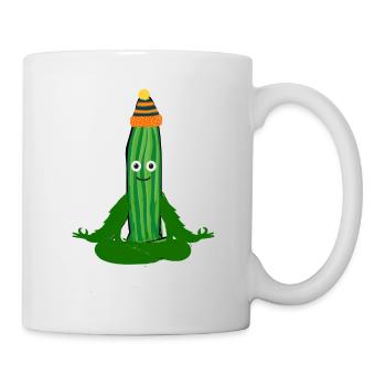 Gurke,yogagurke, Yoga,Pelz, Mütze - Tasse - Weiß - Rechts