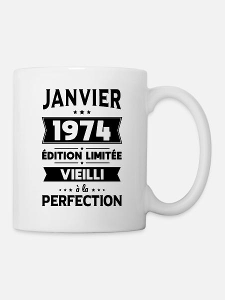 Anniversaire 50 ans - Janvier 1974 Perfection - Mug blanc - blanc