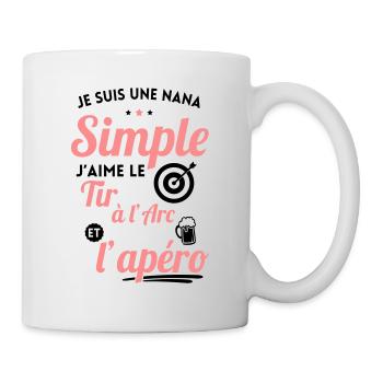 Nana simple j'aime le tir à l'arc et l'apéro - Mug blanc - blanc - Droite