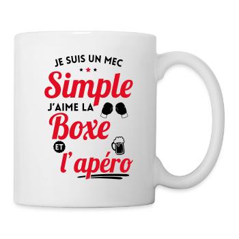 Mec simple aime la boxe et l'apéro cadeau - Mug blanc - blanc - Droite