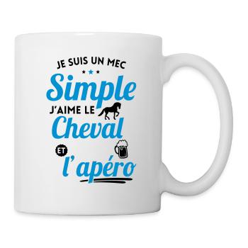 Je suis un mec simple j'aime le cheval et l'apéro - Mug blanc - blanc - Droite