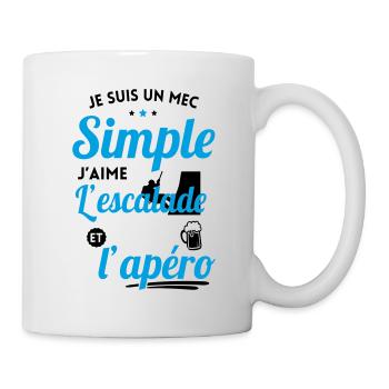 Mec simple aime l'escalade et l'apéro - Mug blanc - blanc - Droite