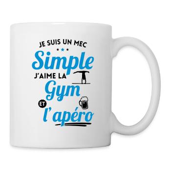 Idée cadeau - Mec simple j'aime la gym et l'apéro - Mug blanc - blanc - Droite