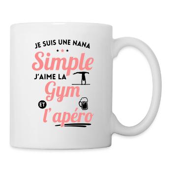 Idée cadeau - Nana simple aime la gym et l'apéro - Mug blanc - blanc - Droite