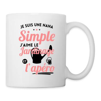 Nana simple j'aime le jardinage et l'apéro - Mug blanc - blanc - Droite