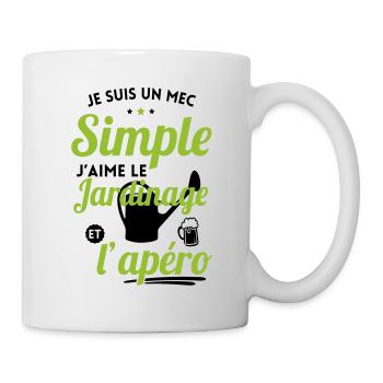 Mec simple j'aime le jardinage et l'apéro - Mug blanc - blanc - Droite