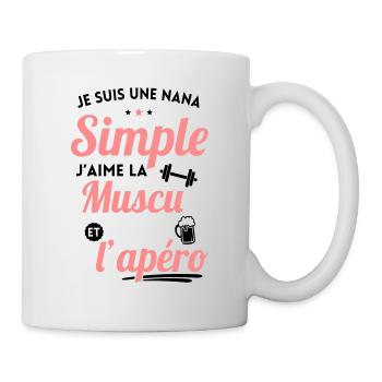Musculation - Nana simple aime la muscu et apéro - Mug blanc - blanc - Droite