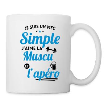Musculation - Mec simple aime la muscu et l'apéro - Mug blanc - blanc - Droite