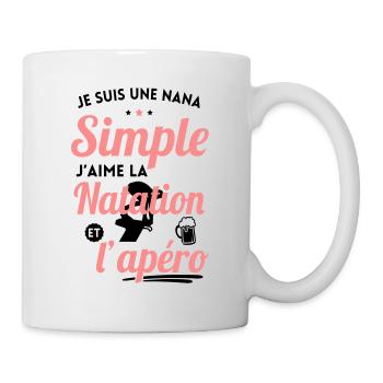 Nana simple j'aime la natation et l'apero - Mug blanc - blanc - Droite
