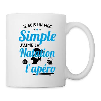 Mec simple j'aime la natation et l'apéro - Mug blanc - blanc - Droite
