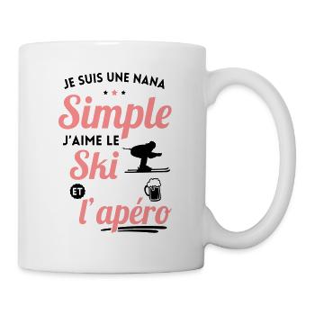 Je suis une nana simple j'aime le ski et l'apéro - Mug blanc - blanc - Droite