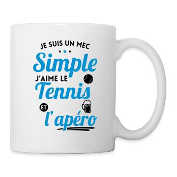 Je suis un mec simple j'aime le tennis et l'apéro - Mug blanc - blanc - Droite