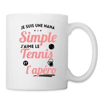 Je suis une nana simple j'aime tennis et apéro - Mug blanc - blanc - Droite