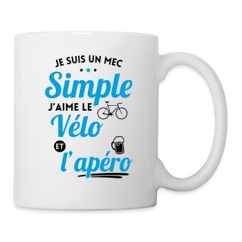 Je suis un mec simple j'aime le vélo et l'apéro - Mug blanc - blanc - Droite