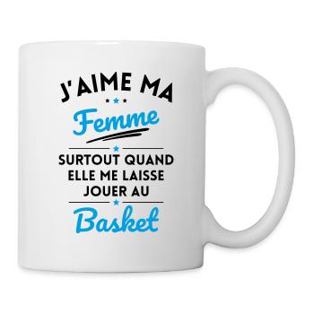 J'aime ma femme quand me laisse jouer au Basket - Mug blanc - blanc - Droite