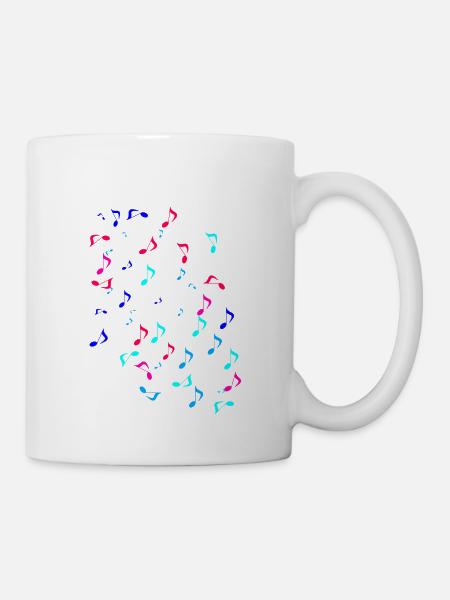Noten, Musik, bunte Noten - Tasse - Weiß