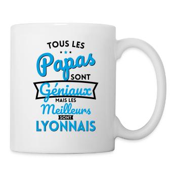 Papas géniaux mais les meilleurs sont Lyonnais - Mug blanc - blanc - Droite