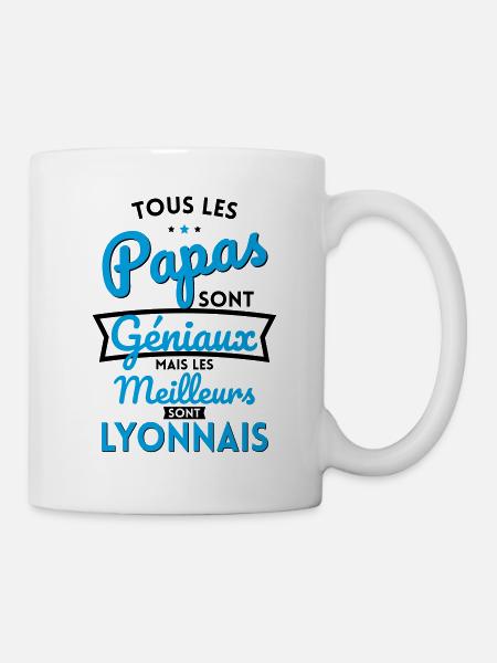 Papas géniaux mais les meilleurs sont Lyonnais - Mug blanc - blanc