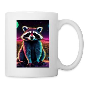 raccoon,comic,urban, watercolor, colorful,city - Mug - white - Right