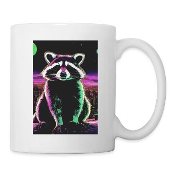 raccoon,comic,urban, watercolor, colorful,city - Mug - white - Right