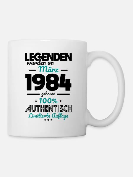 40. Geburtstag - Legenden wurden im März 1984 - Tasse - Weiß