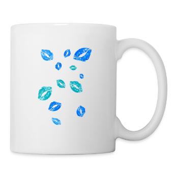Kussmund, blau, küsse, kuss - Tasse - Weiß - Rechts