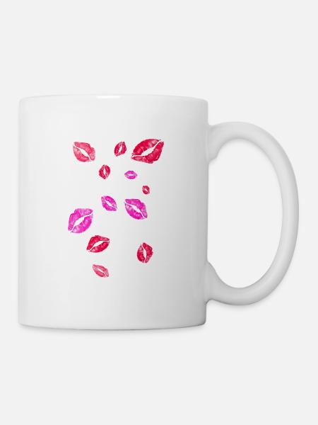 Kussmund, küsse, kuss, lippen - Tasse - Weiß