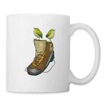Zaunkönige auf Wanderschuh - Tasse - Weiß - Rechts
