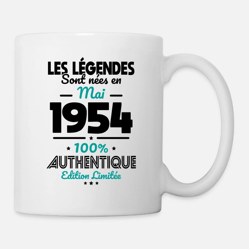Anniversaire 70 ans - Légendes nées Mai 1954 - Mug blanc - blanc