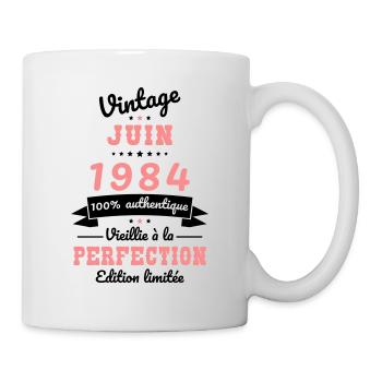 40-jähriges Jubiläum - Jahrgang - Juni 1984 - Tasse - Weiß - Rechts