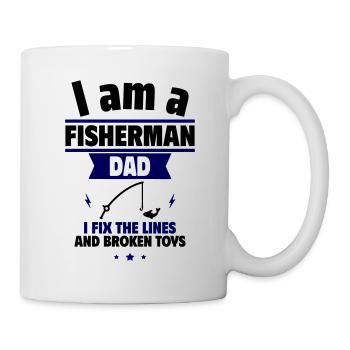 Papa pêcheur, cadeau de fête des pères - Mug blanc - blanc - Droite