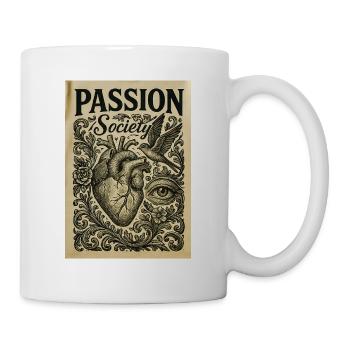 Vintage-Herz-und-Leidenschafts-Motiv - Tasse - Weiß - Rechts