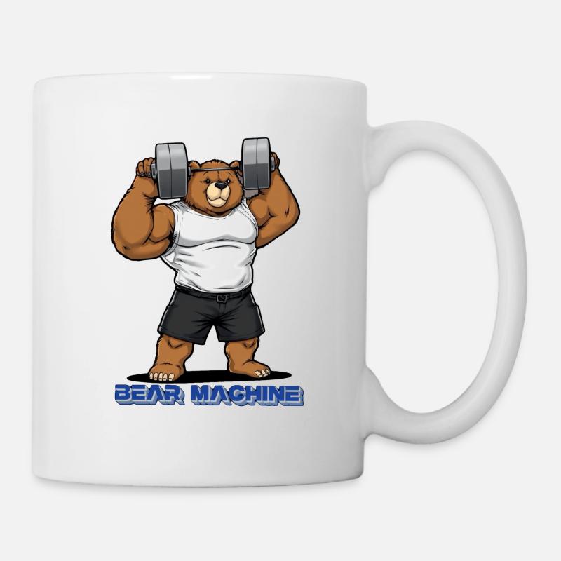 Bear Machine musculaire ours à la salle de sport - Mug blanc - blanc