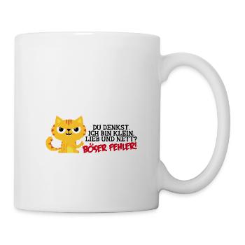 Klein Lieb Nett - Böser Fehler Spruch Katze - Tasse - Weiß - Rechts