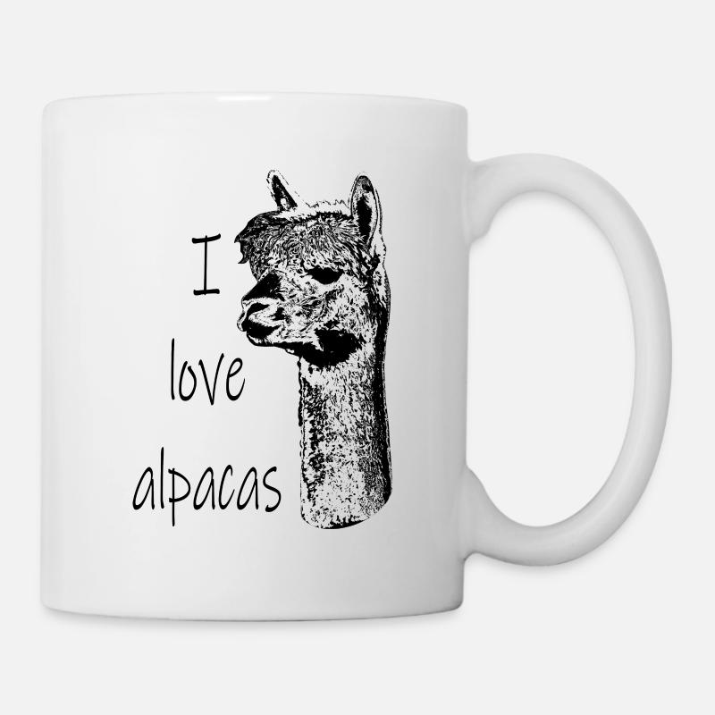 süßes, knuffiges Alpaka - Tasse - Weiß