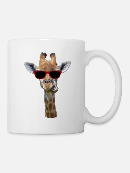 girafe avec lunettes de soleil - Mug blanc - blanc