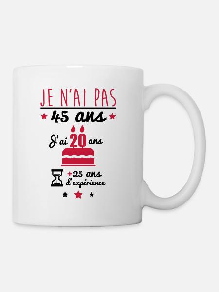 pas 45 ans anniversaire - Mug blanc - blanc