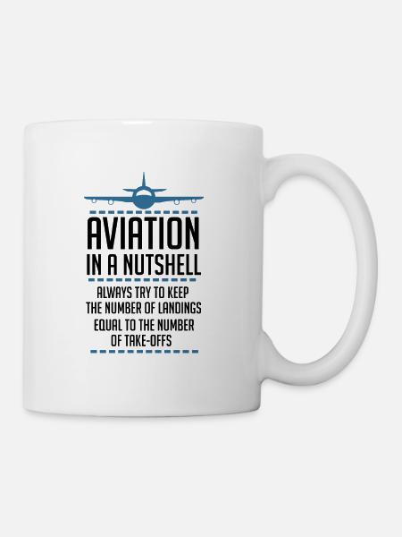 Aviation In A Nutshell Funny ATC Pilot Gift TShirt - Mug - white
